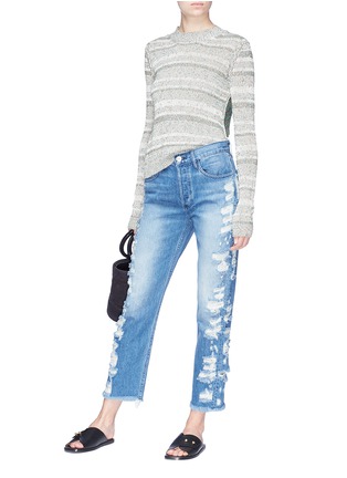 Figure View - Click To Enlarge - 3X1 - 'W3 Higher Ground' selvedge distressed cropped boyfriend jeans