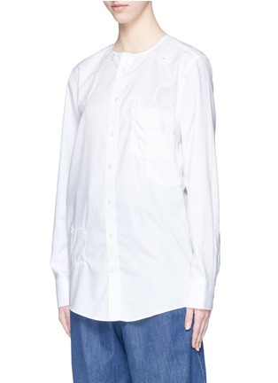 Front View - Click To Enlarge - ATELIER & REPAIRS - Reversed patch unisex cotton shirt