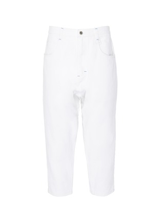 Main View - Click To Enlarge - ATELIER & REPAIRS - Contrast stitch unisex cropped painter jeans