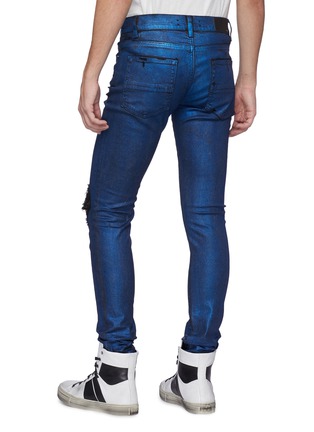 Back View - Click To Enlarge - AMIRI - Foil denim ripped skinny jeans