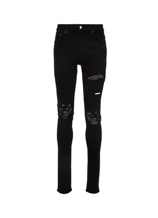 Main View - Click To Enlarge - AMIRI - 'MX1' pleated bandana patch ripped skinny jeans