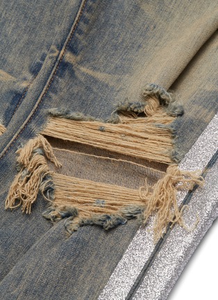  - AMIRI - 'Track' glitter stripe outseam ripped skinny jeans