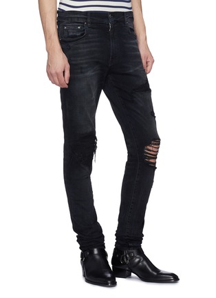 Front View - Click To Enlarge - AMIRI - 'MX1' denim patch ripped jeans