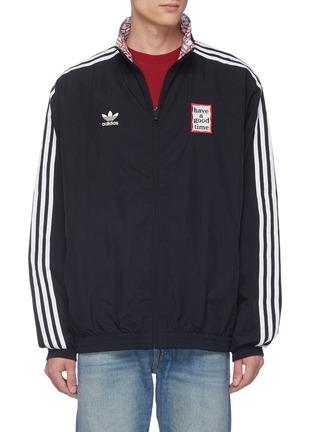 Main View - Click To Enlarge - ADIDAS X HAVE A GOOD TIME - Reversible 3-Stripes sleeve logo embroidered track jacket