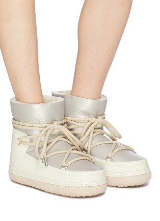 Figure View - Click To Enlarge - INUIKII - 'Gloss' water resistant lambskin shearling sneaker boots