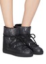 Figure View - Click To Enlarge - INUIKII - 'Burret' metallic shearling wedge sneaker boots