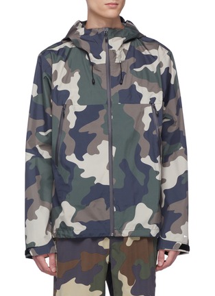 Main View - Click To Enlarge - THE UPSIDE - 'All Weather' camouflage print hooded ripstop track jacket
