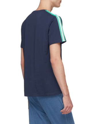 Back View - Click To Enlarge - THE UPSIDE - 'Tape Newman' stripe sleeve logo embroidered T-shirt