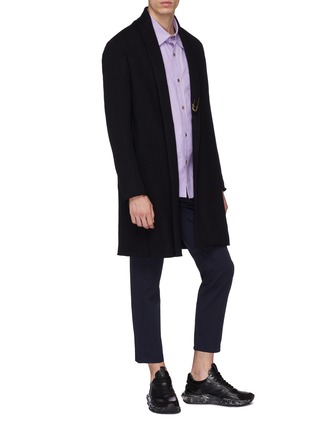 Figure View - Click To Enlarge - ATTACHMENT - Shawl lapel safety pin front melton coat