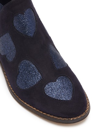 Detail View - Click To Enlarge - STELLA MCCARTNEY - 'Lily' glitter heart faux suede kids Chelsea boots