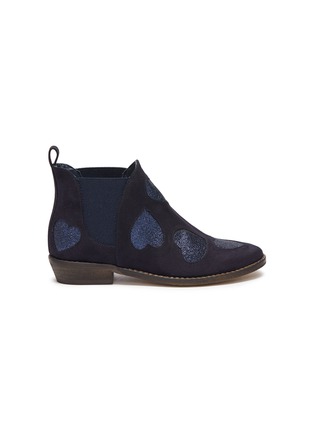 Main View - Click To Enlarge - STELLA MCCARTNEY - 'Lily' glitter heart faux suede kids Chelsea boots