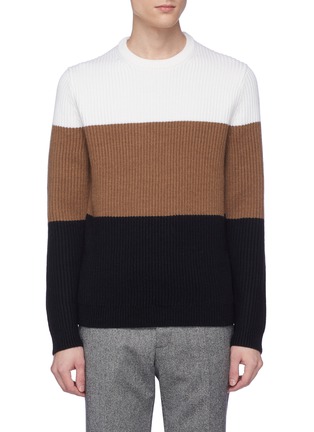 Main View - Click To Enlarge - THEORY - 'Romman' colourblock Merino wool sweater