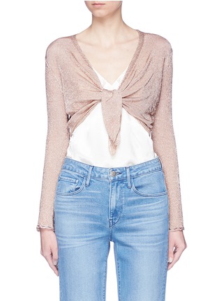 Main View - Click To Enlarge - TOPSHOP - Tie front metallic cropped top