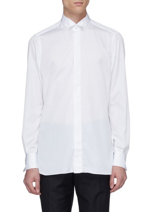 Main View - Click To Enlarge - ISAIA - Wing tip collar diamond jacquard tuxedo shirt