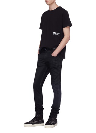 Figure View - Click To Enlarge - RTA - Slogan cross embroidered slim fit jeans