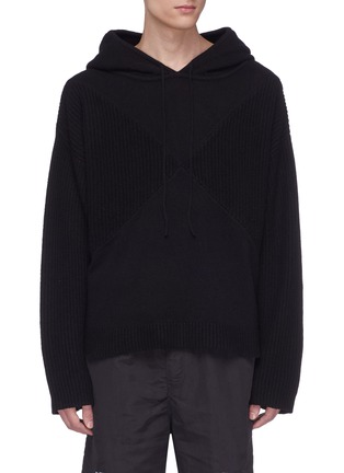 Main View - Click To Enlarge - RTA - Rib knit panel cashmere hoodie