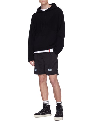 Figure View - Click To Enlarge - RTA - Rib knit panel cashmere hoodie
