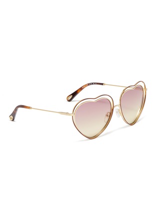 Figure View - Click To Enlarge - CHLOÉ - 'Poppy' metal heart frame sunglasses