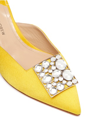 Detail View - Click To Enlarge - PAUL ANDREW - 'Lilia' cabochon brooch satin mules