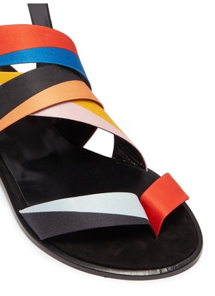 Detail View - Click To Enlarge - PIERRE HARDY - 'Zig Zag' interchangeable scarf tie colourblock slide sandals