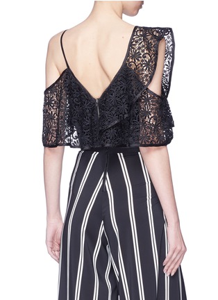 Back View - Click To Enlarge - TOPSHOP - Asymmetric floral guipure lace cropped top