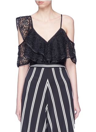 Main View - Click To Enlarge - TOPSHOP - Asymmetric floral guipure lace cropped top