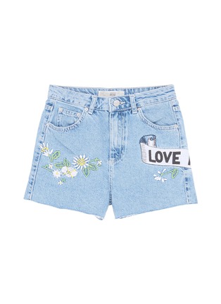 Main View - Click To Enlarge - TOPSHOP - 'Mom' graphic embroidered denim shorts