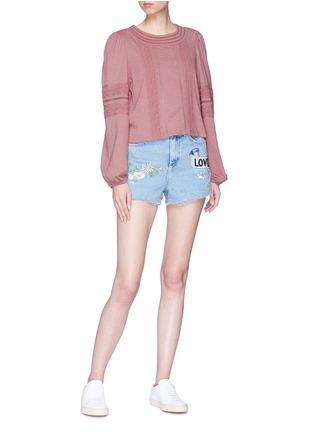 Figure View - Click To Enlarge - TOPSHOP - 'Mom' graphic embroidered denim shorts