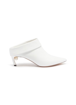 Main View - Click To Enlarge - NICHOLAS KIRKWOOD - 'Mira Pearl' angled heel foldover leather mules