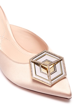 Detail View - Click To Enlarge - NICHOLAS KIRKWOOD - 'Jewel Eden' strass hexagon plate satin mules