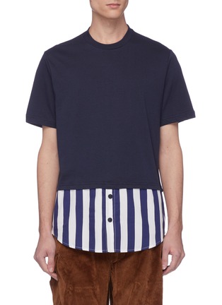 Main View - Click To Enlarge - SUNNEI - Stripe shirt panel T-shirt