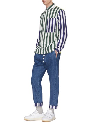 Figure View - Click To Enlarge - SUNNEI - Colourblock stripe chest pocket shirt