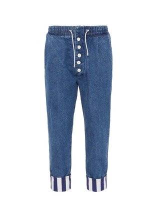 Main View - Click To Enlarge - SUNNEI - Stripe roll cuff button fly jeans