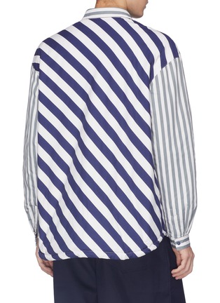 Back View - Click To Enlarge - SUNNEI - Contrast back chest pocket stripe padded shirt