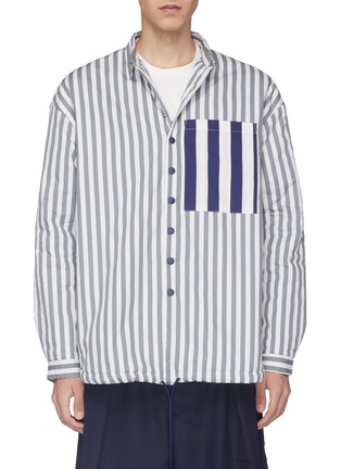 Main View - Click To Enlarge - SUNNEI - Contrast back chest pocket stripe padded shirt