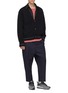 Figure View - Click To Enlarge - NECESSITY SENSE - Layered checkerboard twill panel brushed cardigan