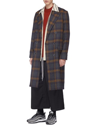 Figure View - Click To Enlarge - NECESSITY SENSE - Check plaid Merino lambswool melton coat