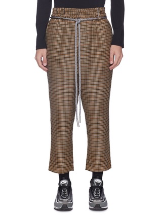 Main View - Click To Enlarge - NECESSITY SENSE - Belted wool houndstooth cropped pants