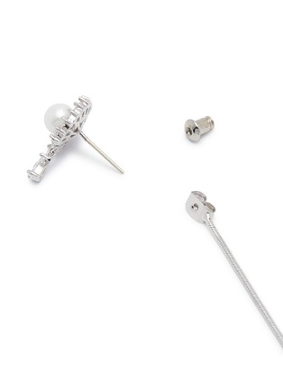 Detail View - Click To Enlarge - VENNA - Detachable faux pearl chain drop glass crystal stud earrings