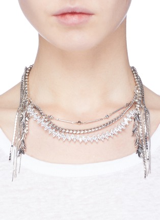 Figure View - Click To Enlarge - VENNA - Glass crystal multi chain fringe necklace