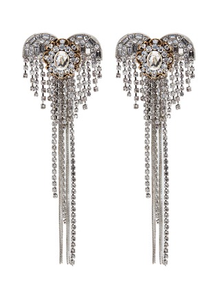 Main View - Click To Enlarge - VENNA - Glass crystal heart fringe drop earrings