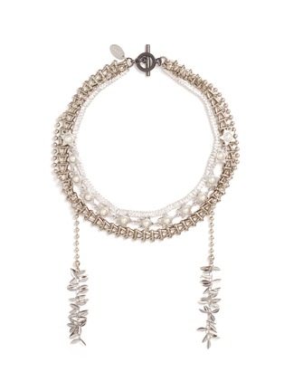 Main View - Click To Enlarge - VENNA - Glass crystal faux pearl multi chain necklace