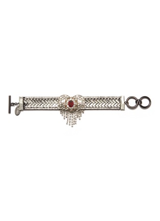 Main View - Click To Enlarge - VENNA - Glass crystal heart fringe bracelet