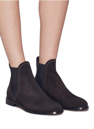 Figure View - Click To Enlarge - JIMMY CHOO - 'Merril Flat' stud suede Chelsea boots