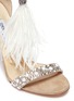 Detail View - Click To Enlarge - JIMMY CHOO - 'Viola 100' ostrich feather tassel glass crystal suede sandals