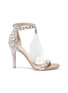 Main View - Click To Enlarge - JIMMY CHOO - 'Viola 100' ostrich feather tassel glass crystal suede sandals