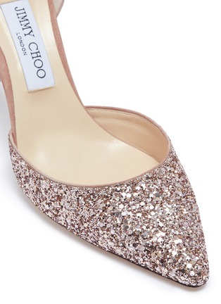 Detail View - Click To Enlarge - JIMMY CHOO - 'Esther 85' coarse glitter suede d'Orsay pumps