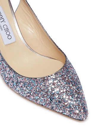 Detail View - Click To Enlarge - JIMMY CHOO - 'Erin 60' coarse glitter leather slingback pumps