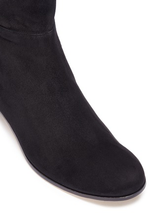 Detail View - Click To Enlarge - JIMMY CHOO - 'Myren Flat' stretch suede thigh high boots