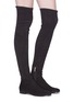 Figure View - Click To Enlarge - JIMMY CHOO - 'Myren Flat' stretch suede thigh high boots